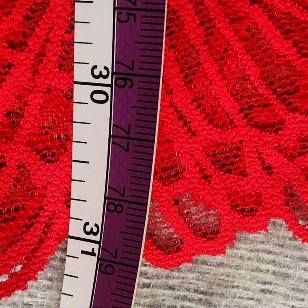 Josie Natori Slip Size L Women's Sleep Sheer Lace Bright Red Orange Stretch - Picture 8 of 8